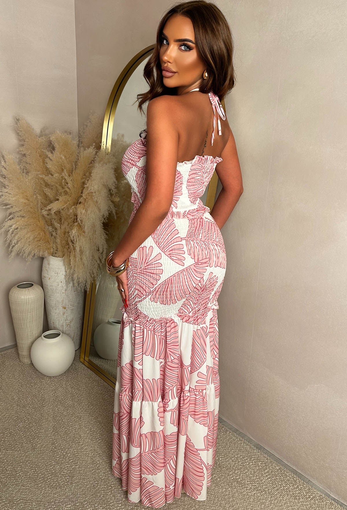 Margarita Muse Pink Shirred Cut Out Maxi Dress - Image 2
