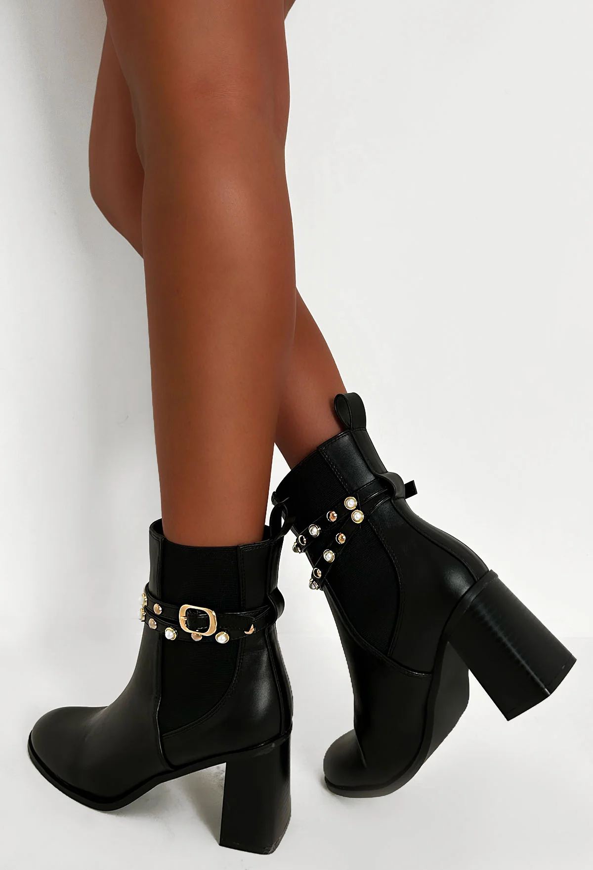 Match Your Words Black Embellished Block Heel Boot - Image 2