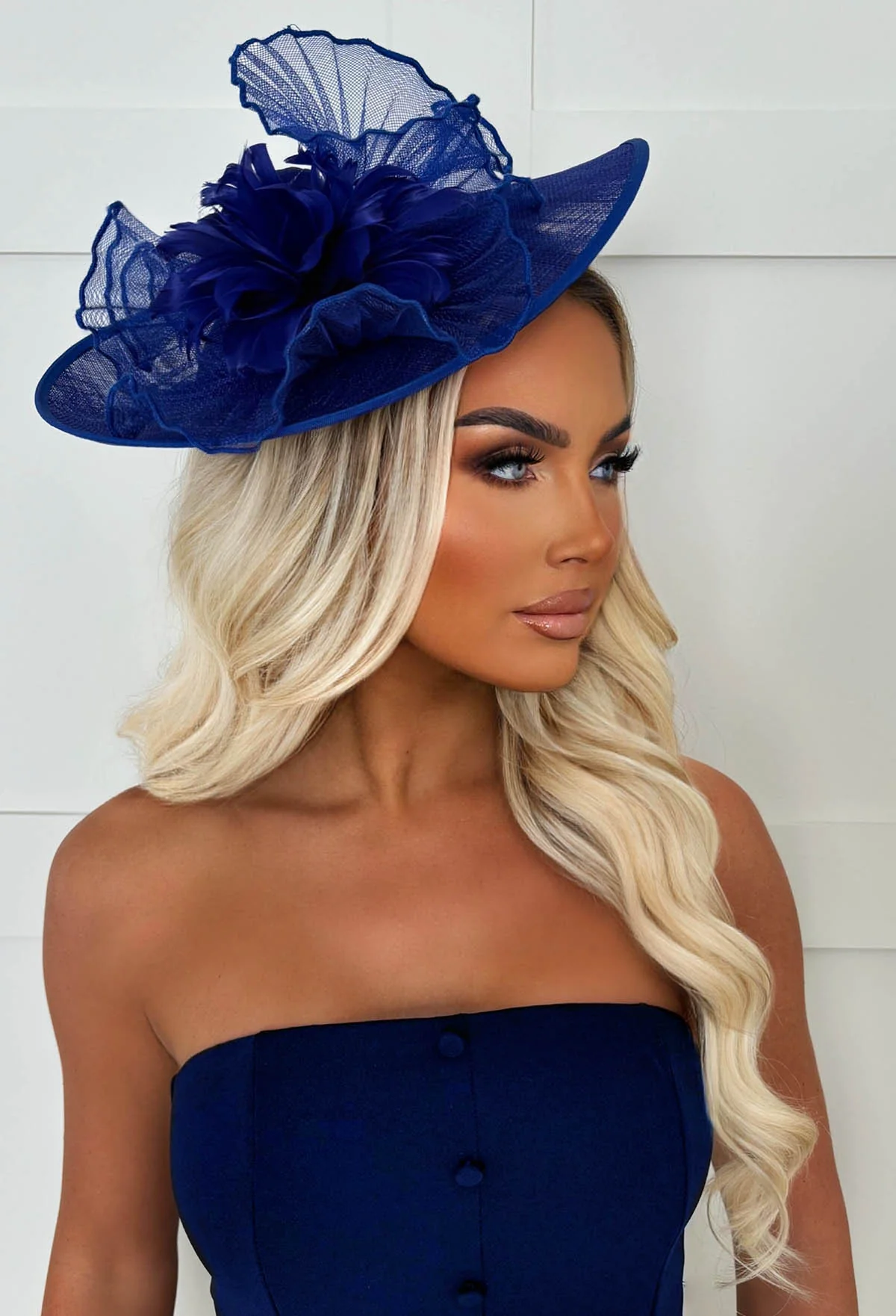 Material Girl Blue Floral Detail Fascinator - Image 2