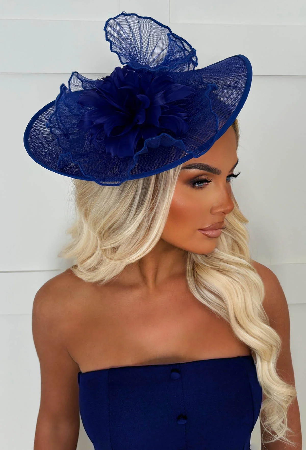 Material Girl Blue Floral Detail Fascinator - Image 3