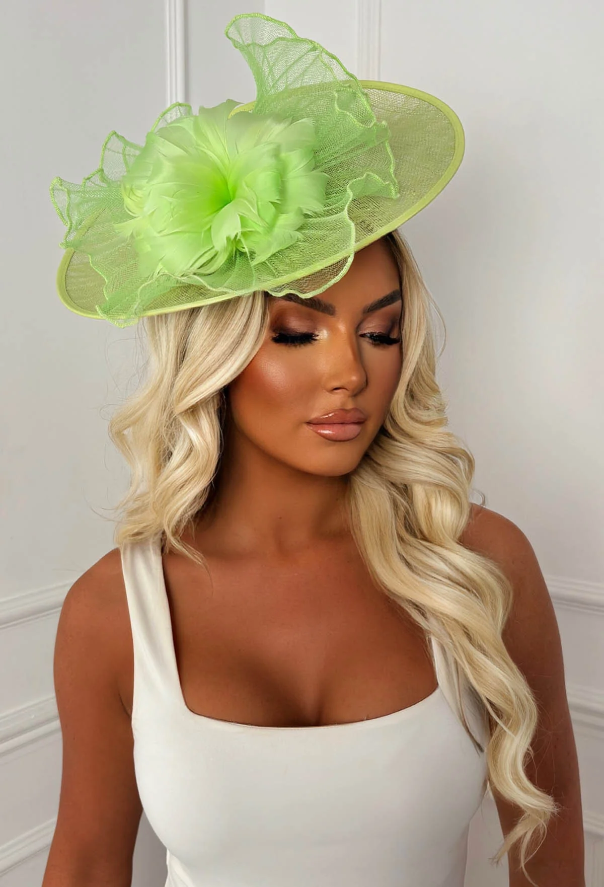 Material Girl Green Floral Detail Fascinator - Image 2