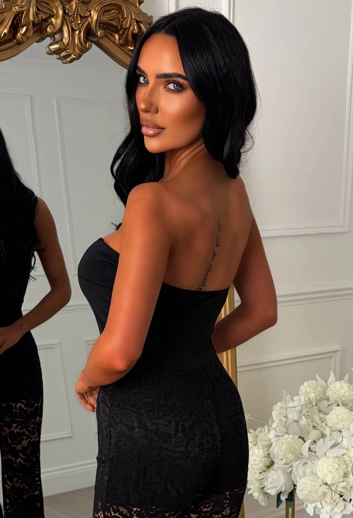 Midnight Aura Black Bandeau Lace Jumpsuit - Image 5