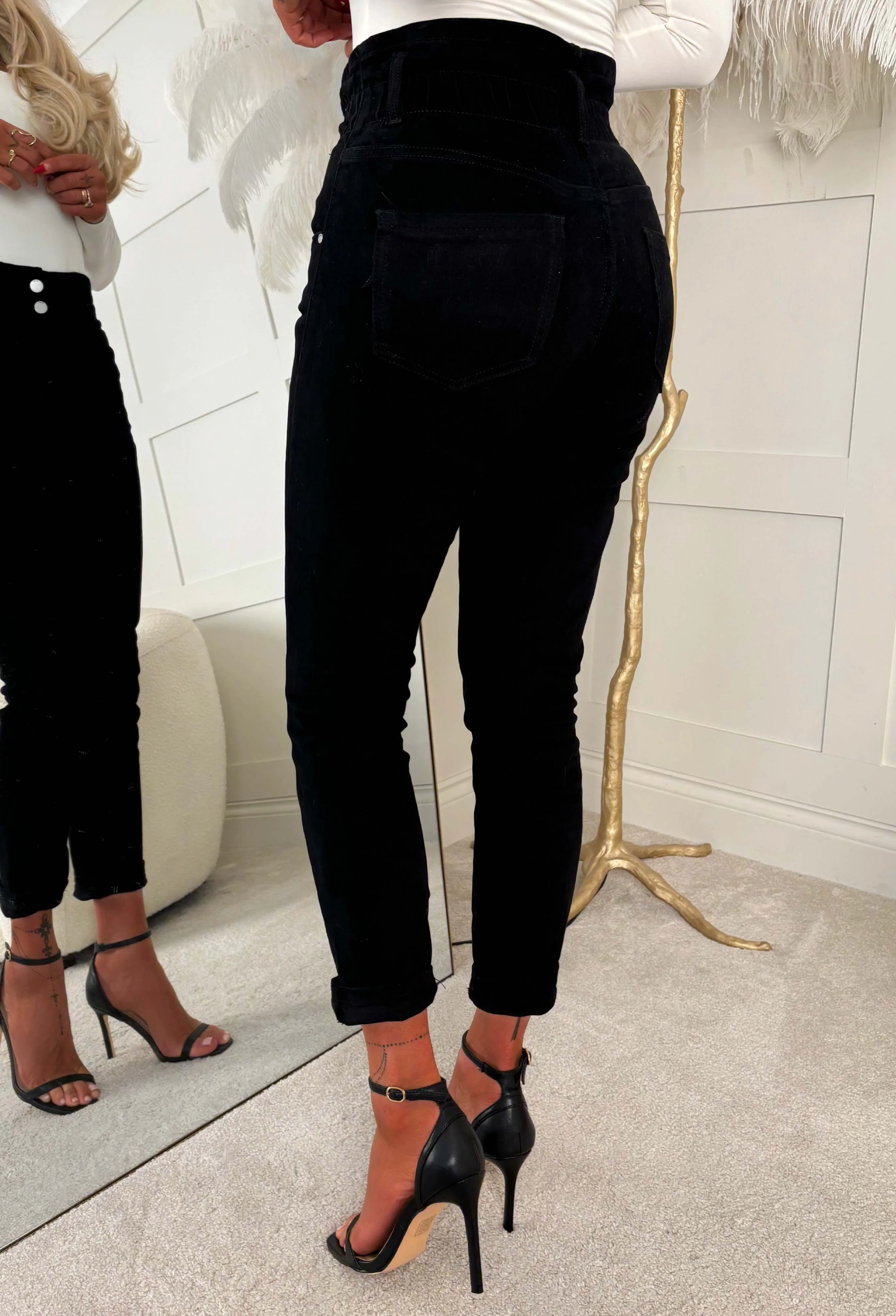 Moms The Word Black Stretch Denim Paperbag Mom Jeans - Image 5