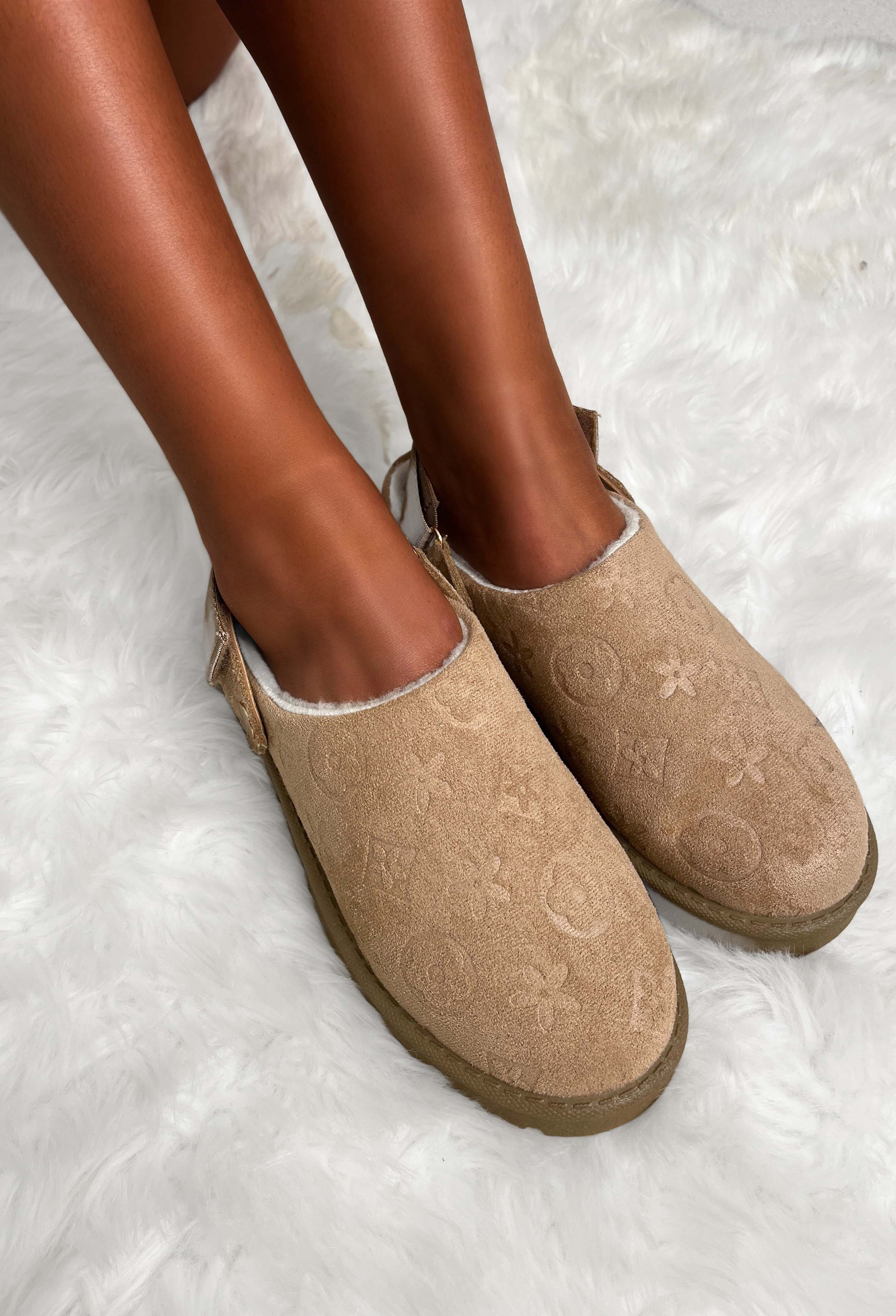 Monogram Maiden Beige Sling Back Borg Lined Shoes - Image 3