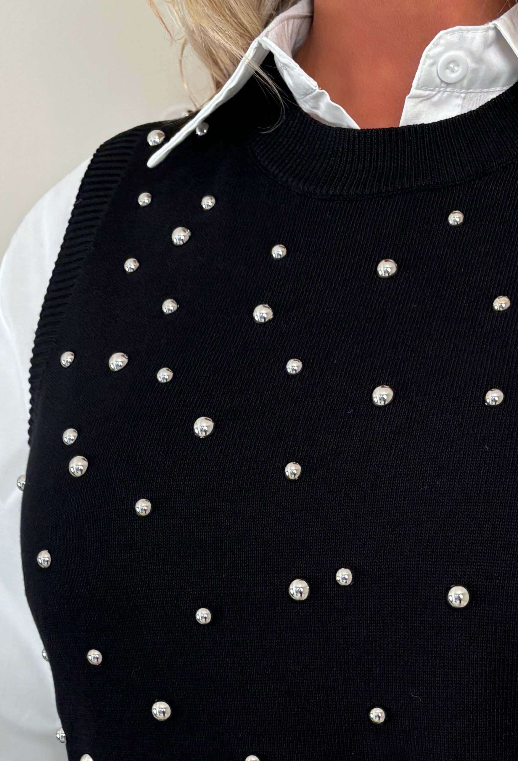 My Desire Black 2 In 1 Embellished Jumper With Shirt - Image 3