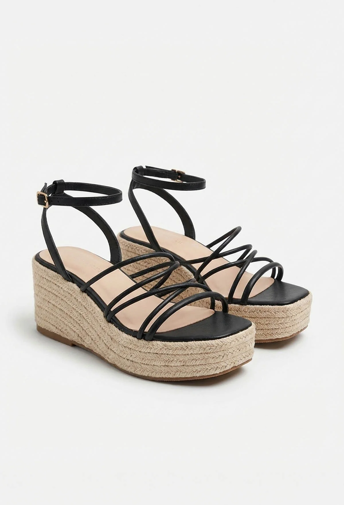 My Latest Obsession Black Raffia Strappy Wedges - Image 2