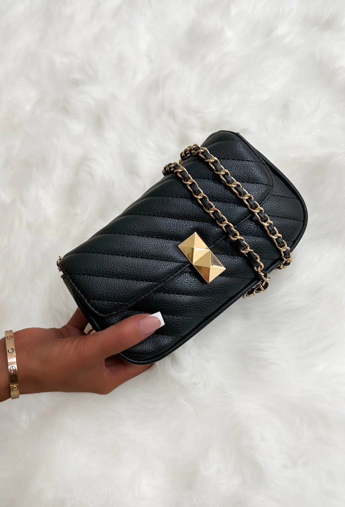 No Chill Black Stud Detail Flap Bag - Image 3