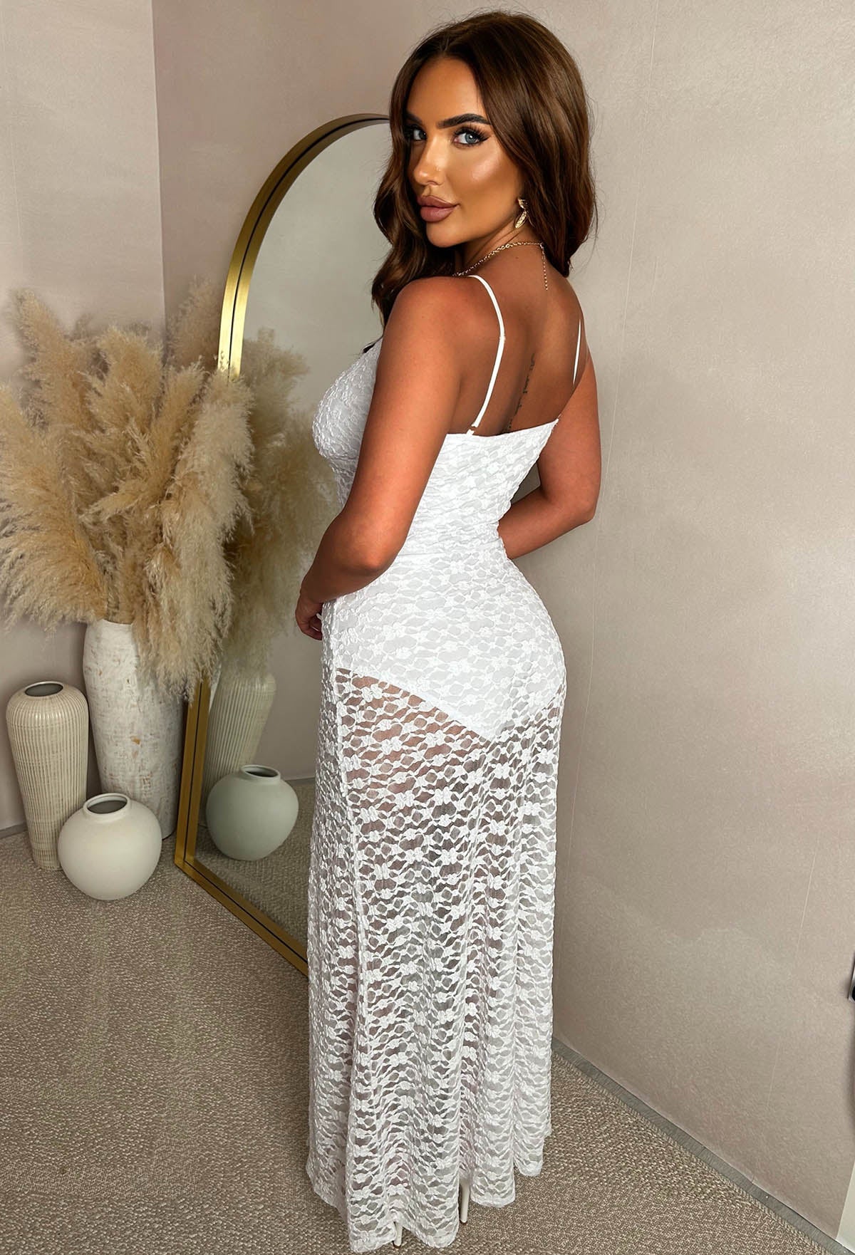 Now You See Me White Lace Cami Dress With Body Suit - Image 2