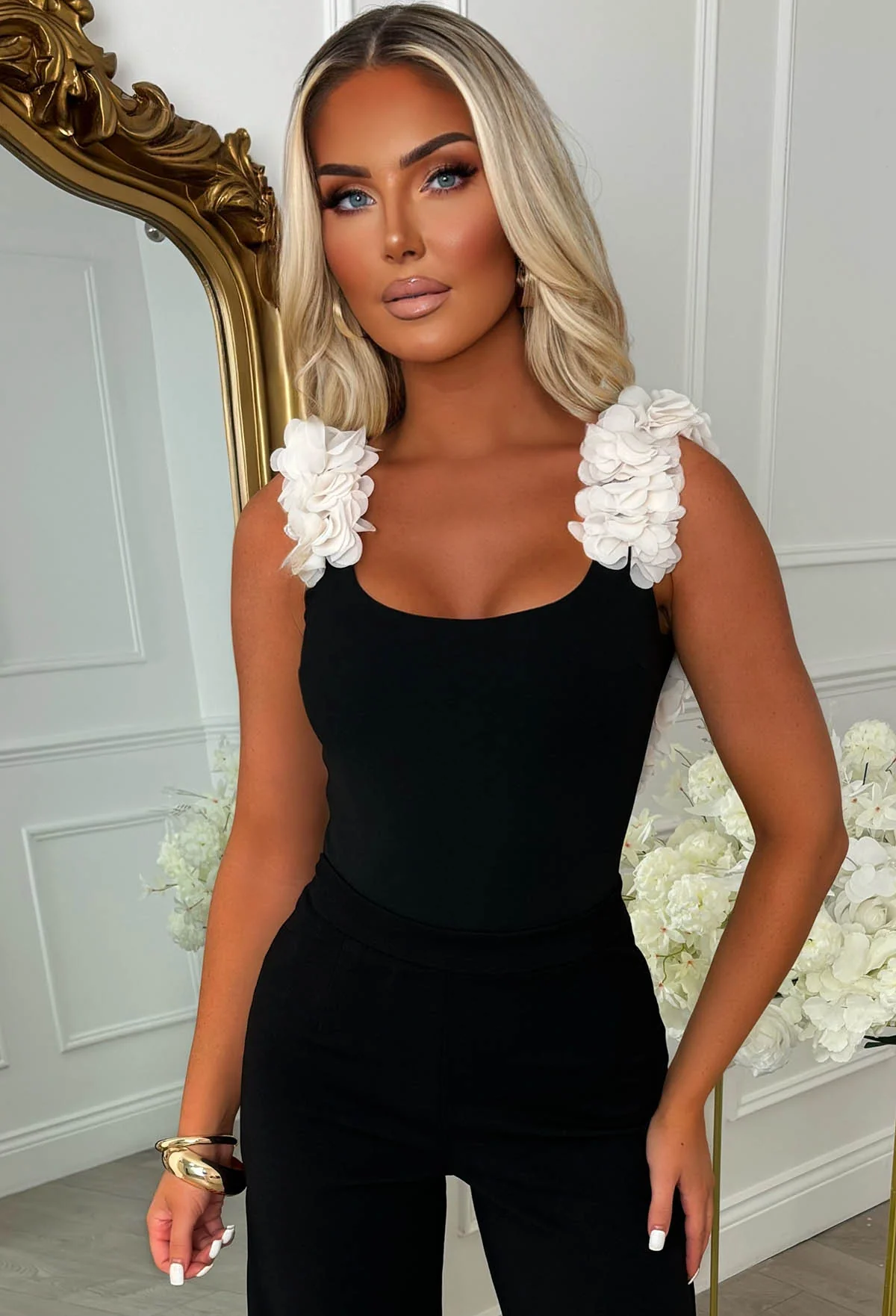 One In A Million Black Ruffle Stretch Bodysuit - Image 3