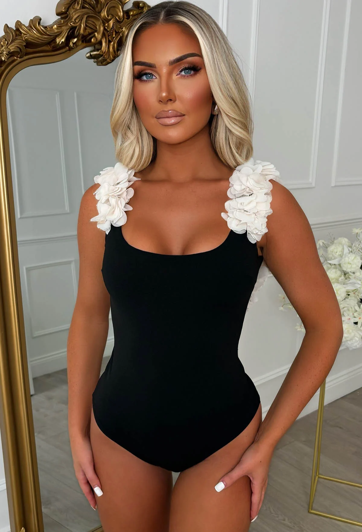One In A Million Black Ruffle Stretch Bodysuit - Image 4