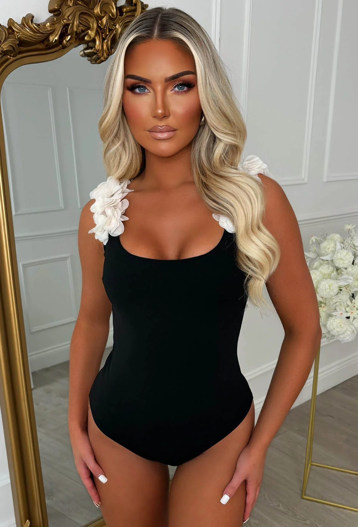 One In A Million Black Ruffle Stretch Bodysuit - Image 5
