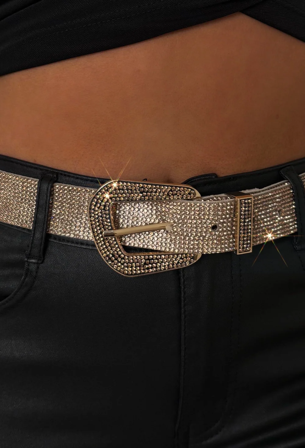 Opulent Obsession Gold Diamante Detail Belt - Image 2