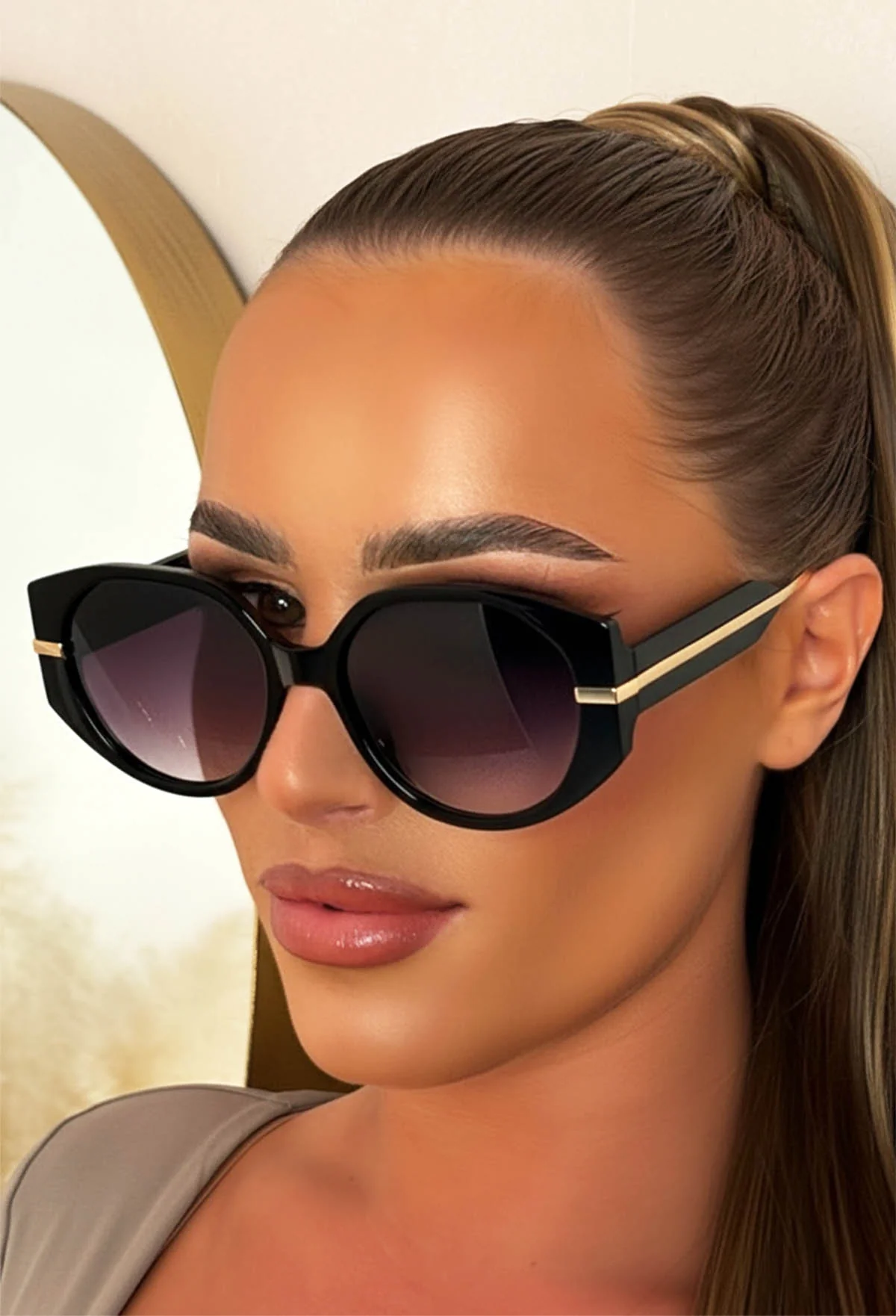Out Of Office Black Gold Detail Sunglasses - Image 2