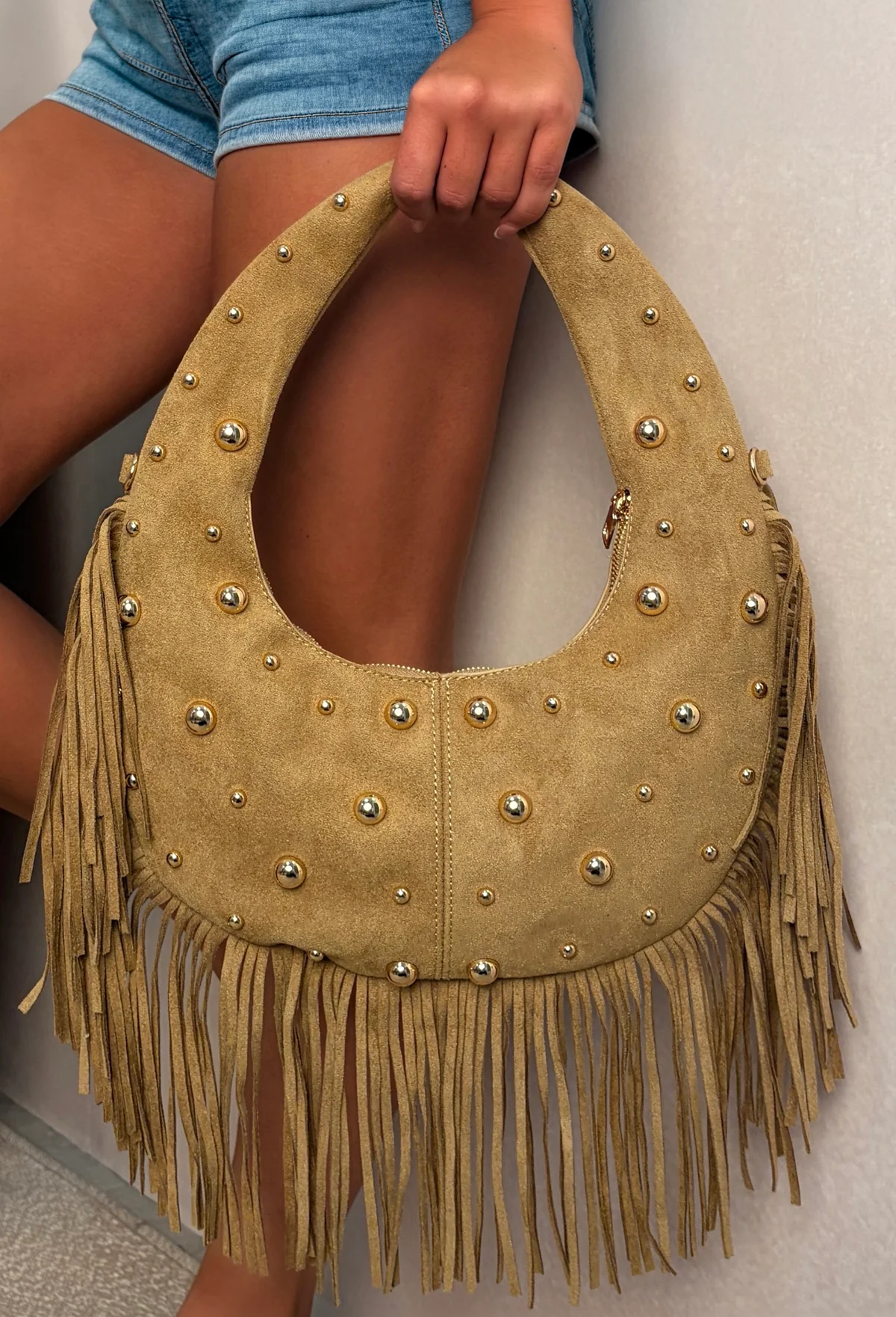 Outlaw Brown Suede Tassle Bag - Image 4