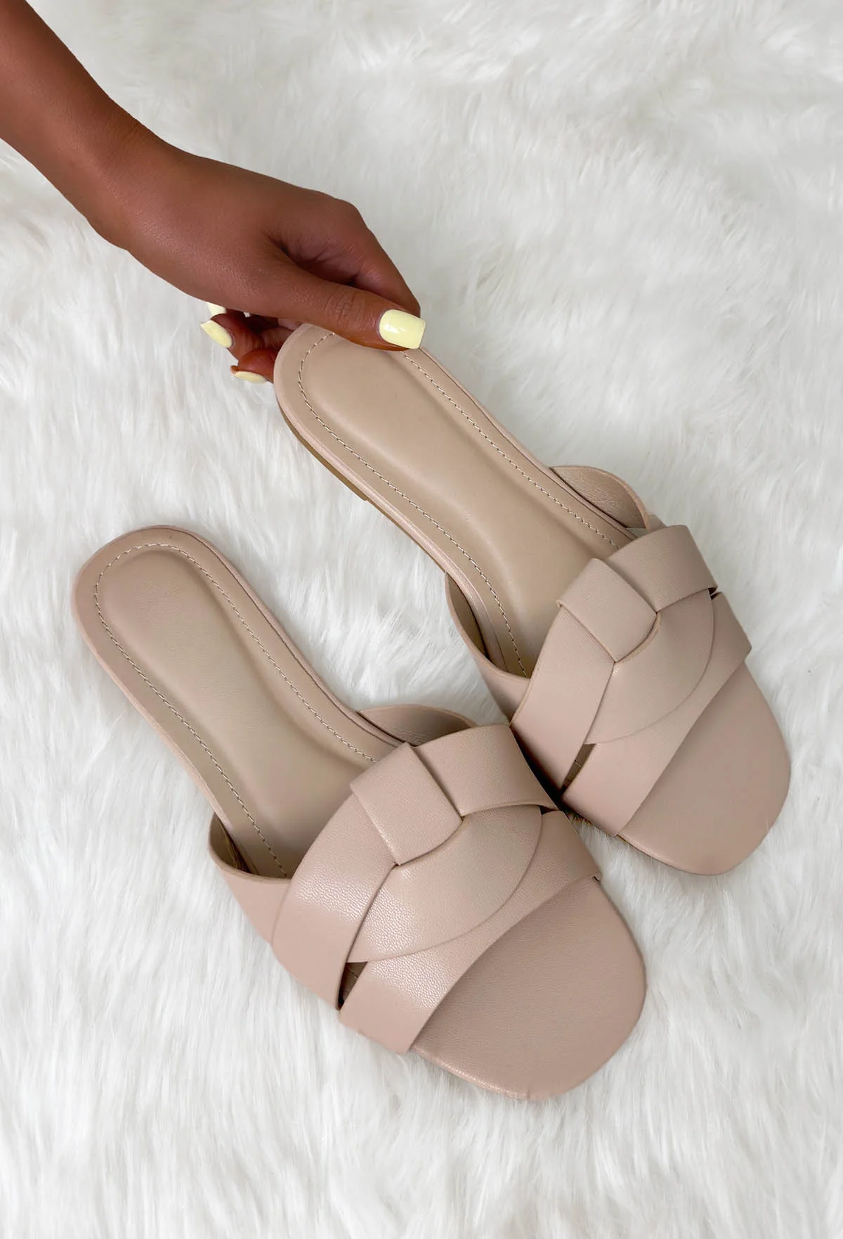 Over You Nude Faux Leather Sliders - Image 2