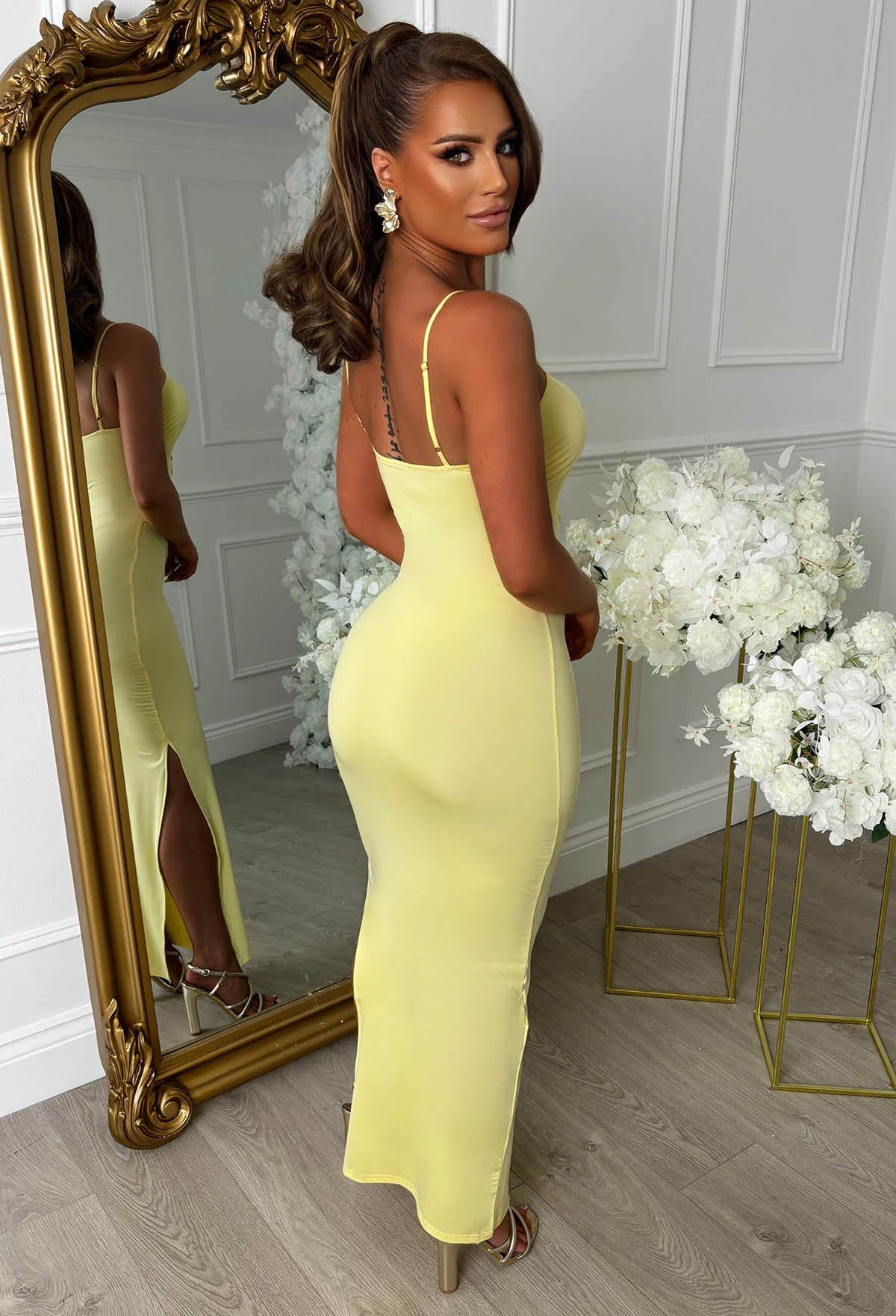 Peekaboo Perfection Lemon Cut Out Buckle Maxi Dress - Image 2
