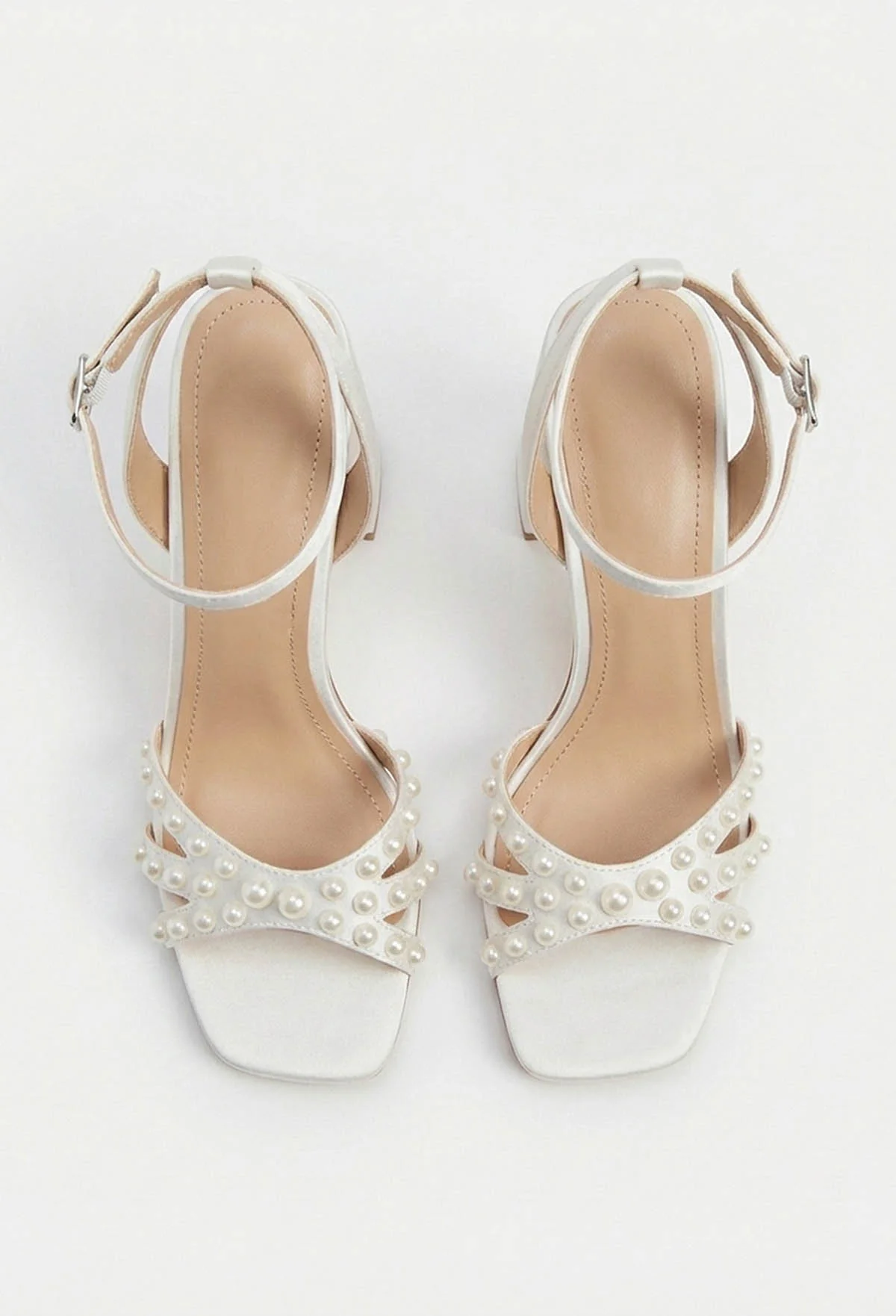 Perfect Pearls White Block Heel Sandals - Image 3