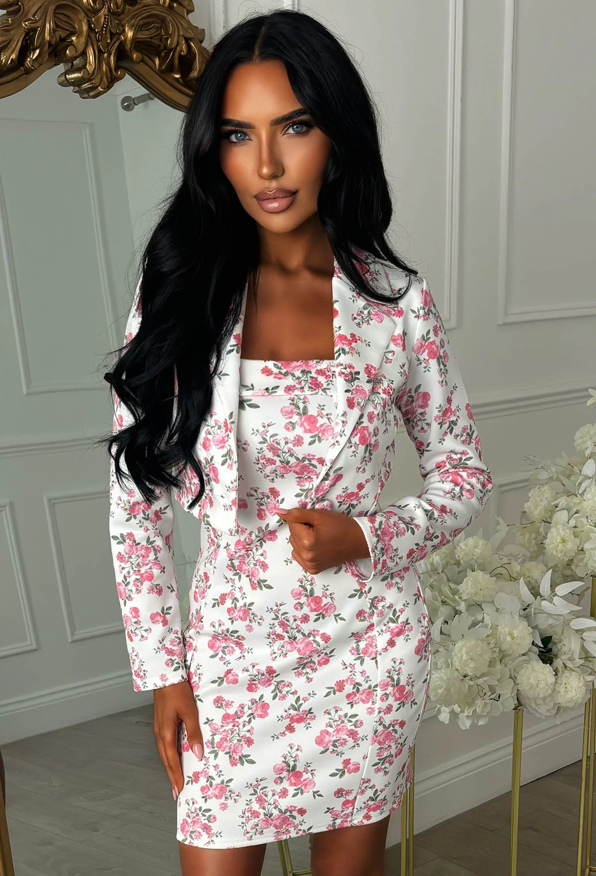 Petal Power Pink Ditzy Print Cropped Blazer - Image 3