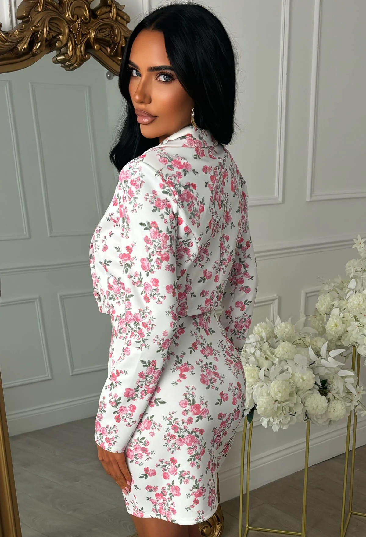 Petal Power Pink Ditzy Print Cropped Blazer - Image 5