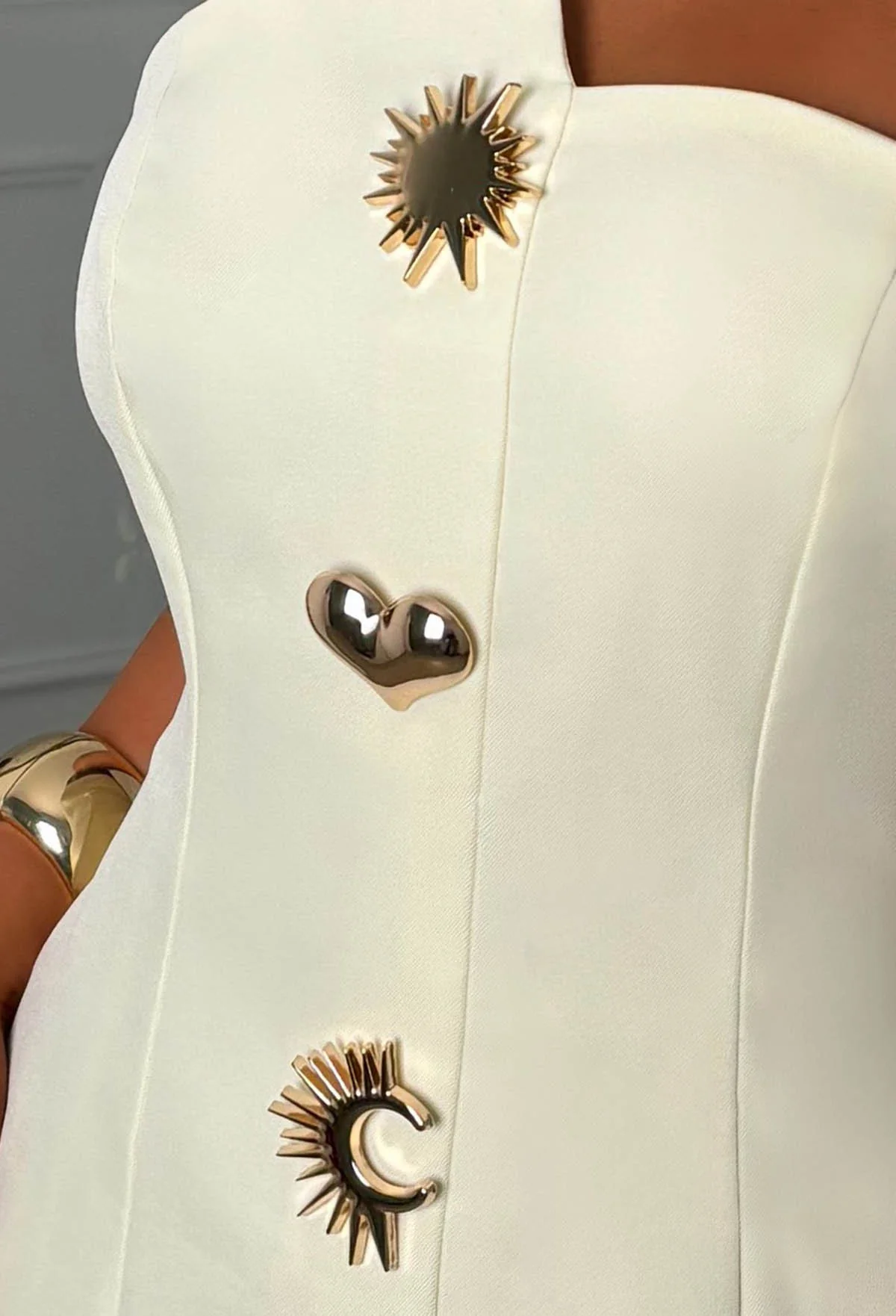Pretty Darling Lemon Strapless Button Front Mini Dress - Image 4