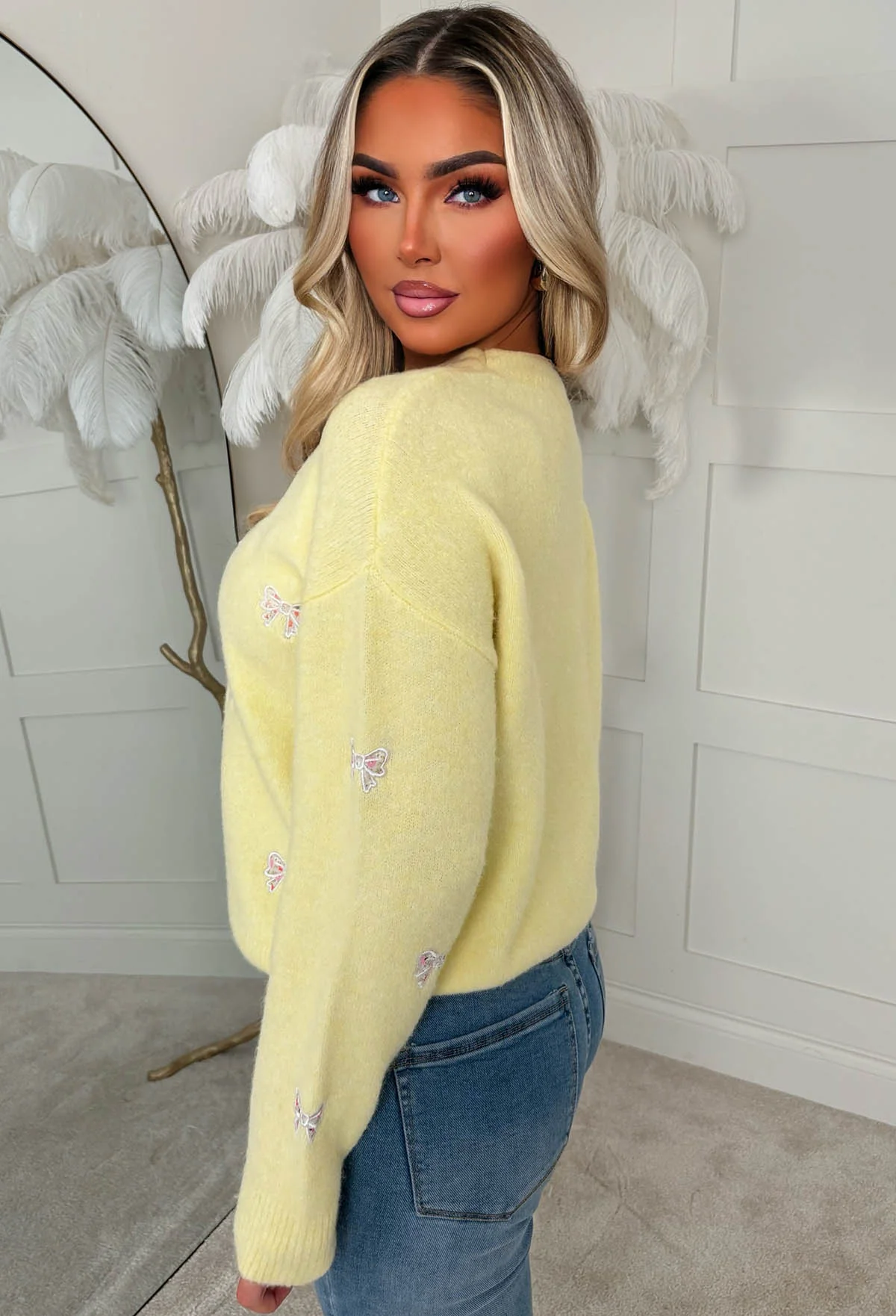 Pretty In Bows Lemon Bow Crew Neck Jumper - Image 2