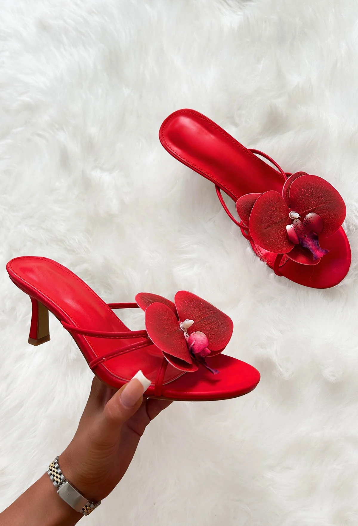 Pure Love Red Orchid Mules - Image 2