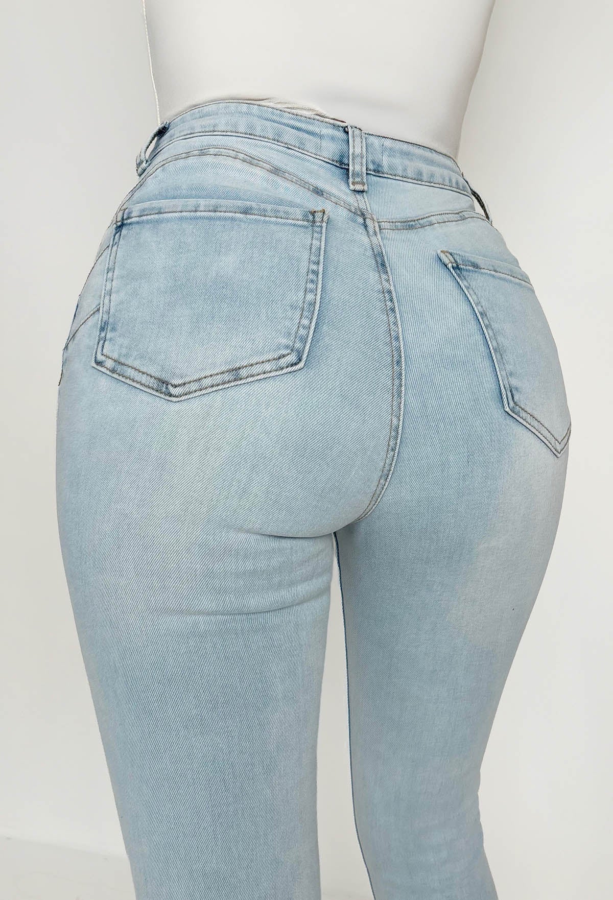 Push Me Baby Light Wash Distressed Stretch Push Up Skinny Jeans - Image 3