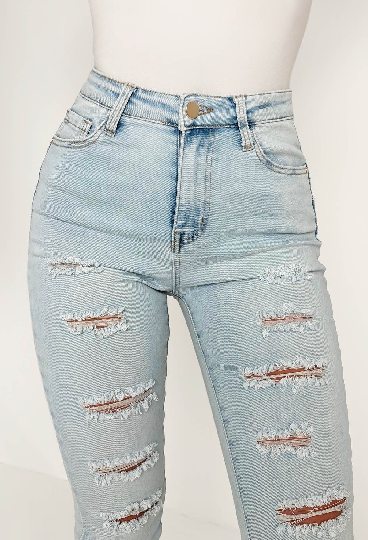 Push Me Baby Light Wash Distressed Stretch Push Up Skinny Jeans - Image 7