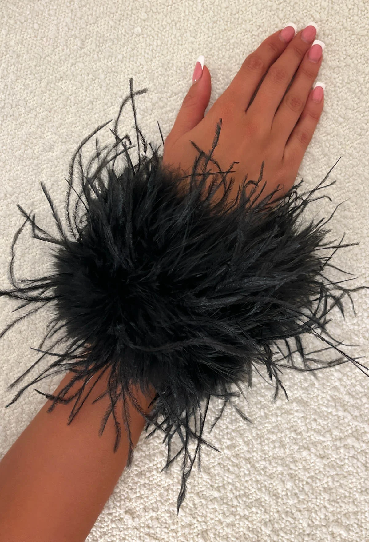 Queen Of Extra Black Ostrich Feather Cuffs - Image 3