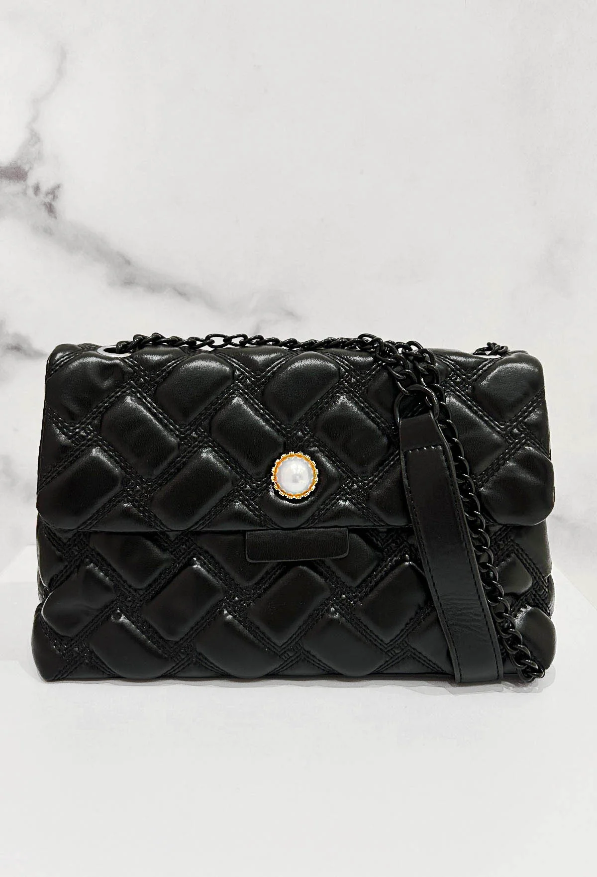 Quilted Baddie Black Quilted Detail Bag - Image 3
