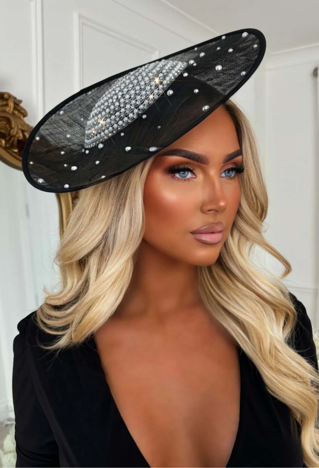 Race For Glam Black Pearl Detail Fascinator