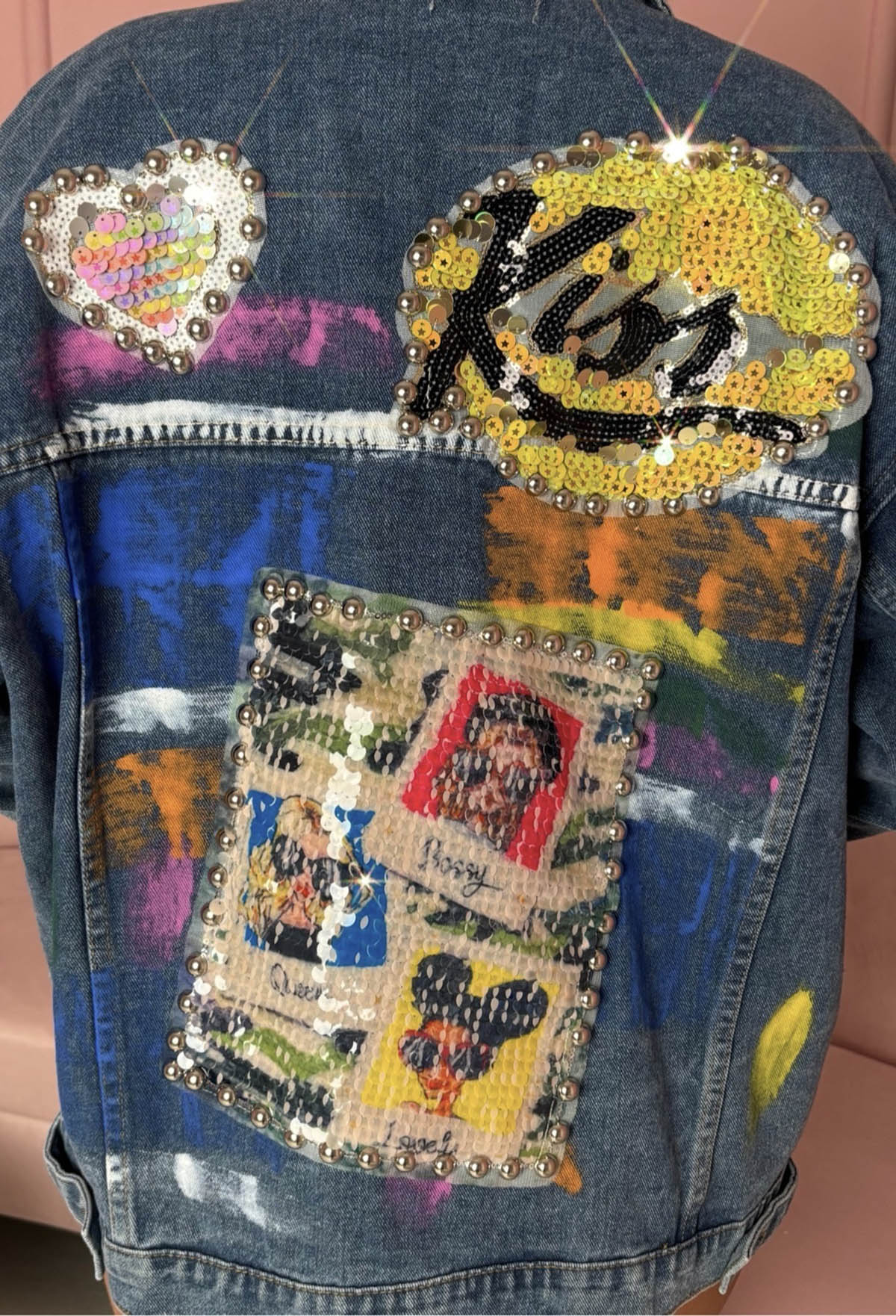 Rainbow's End Mid Wash Graffiti Oversized Denim Jacket - Image 6