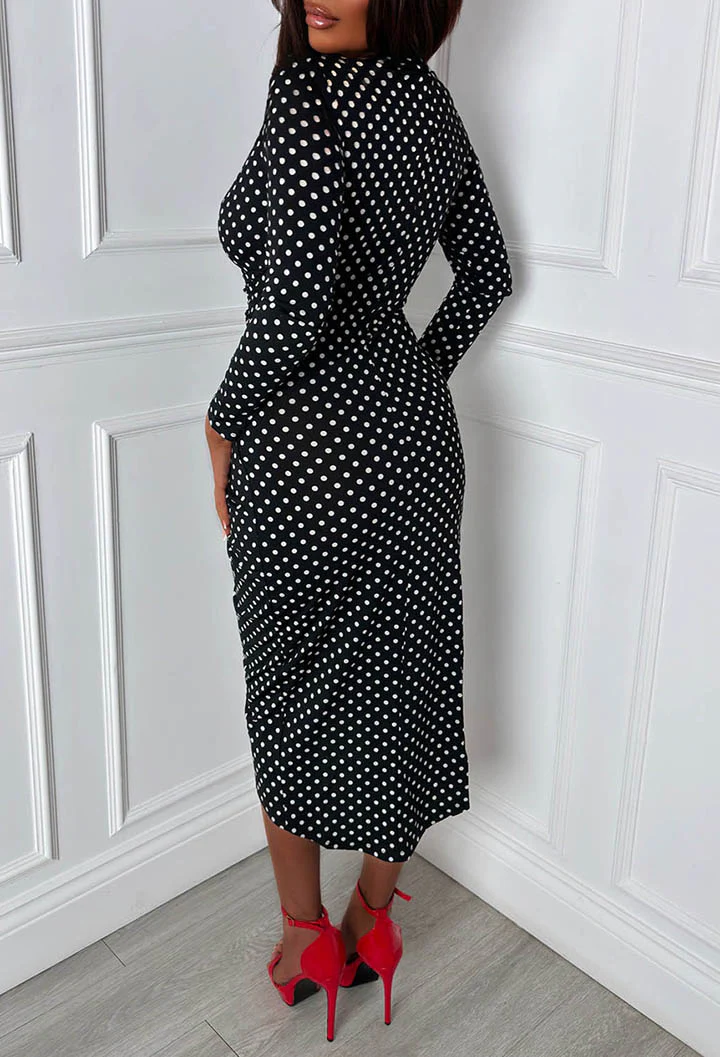 Real Love Black Side Ruched Spot Dress - Image 2