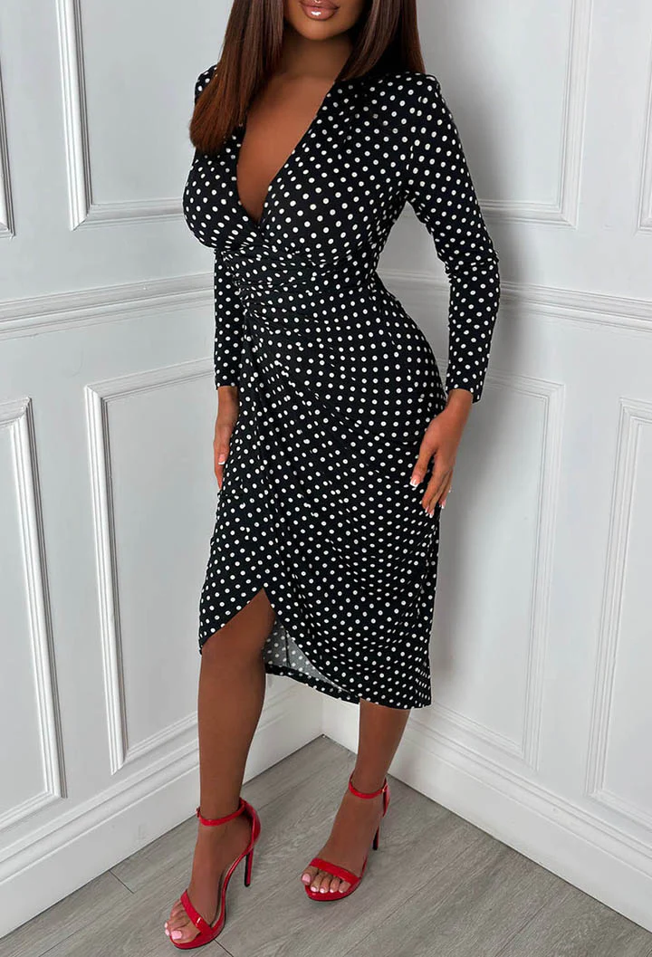 Real Love Black Side Ruched Spot Dress - Image 3