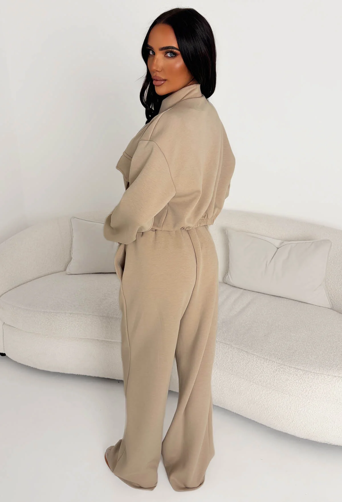 Rest Mode Cream Zip Up Pocket Lounge Co-Ord Set - Image 2