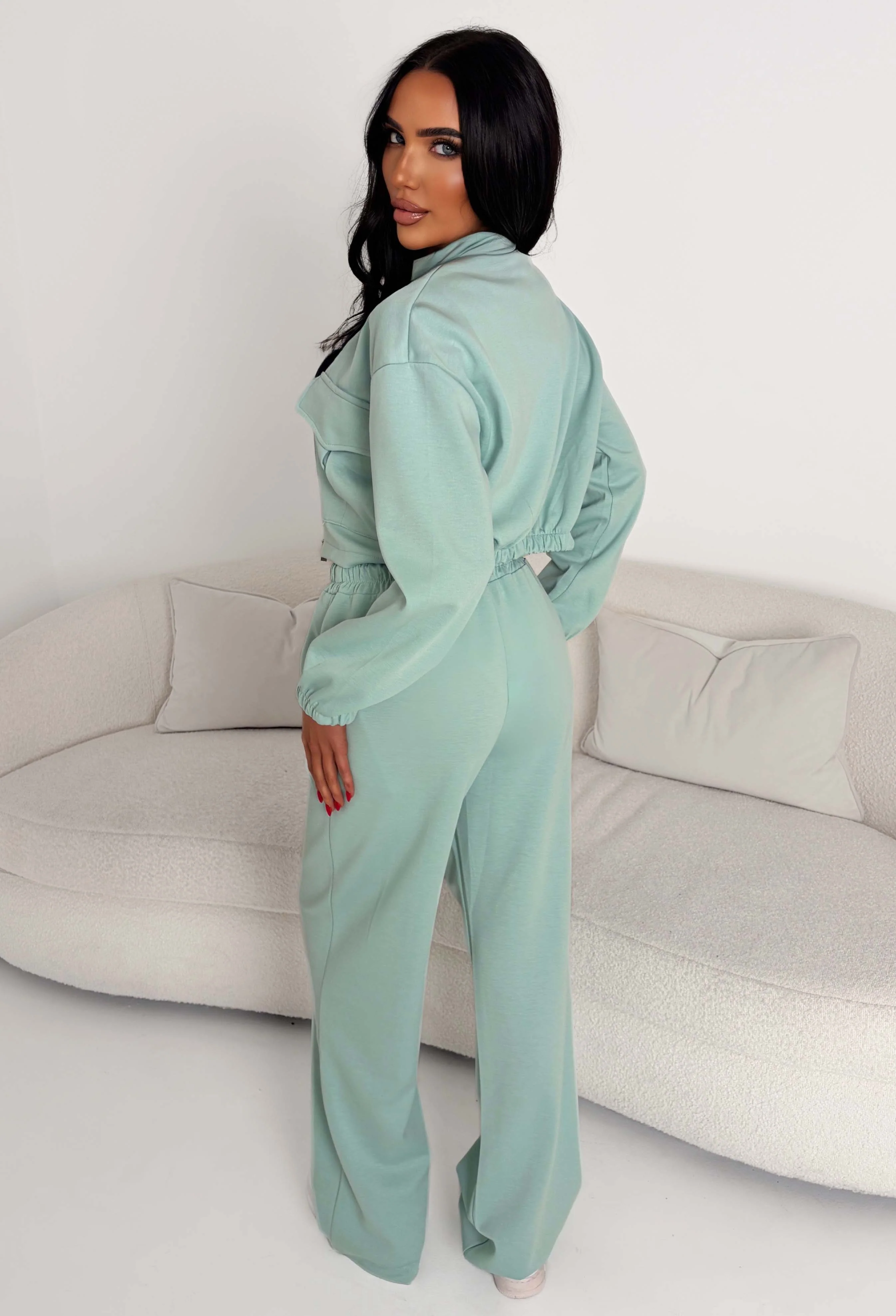 Rest Mode Green Zip Up Pocket Lounge Co-ord - Image 2