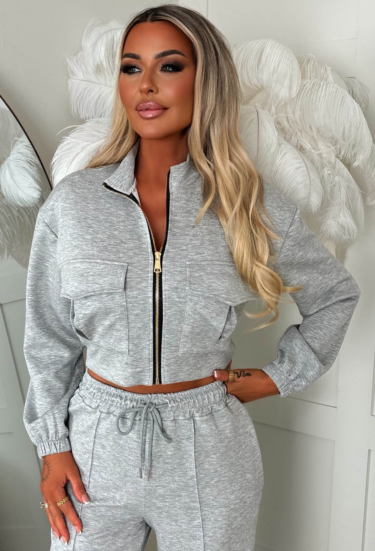 Rest Mode Grey Zip Up Pocket Lounge Co-Ord Set - Image 3