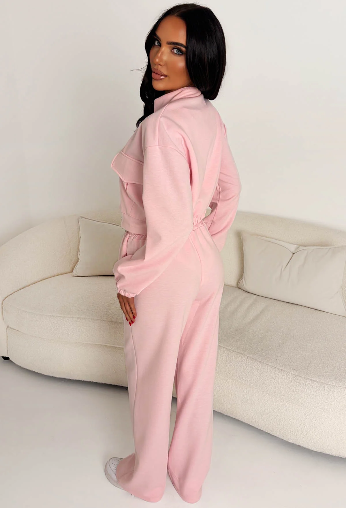 Rest Mode Pink Zip Up Pocket Lounge Co-Ord Set - Image 2