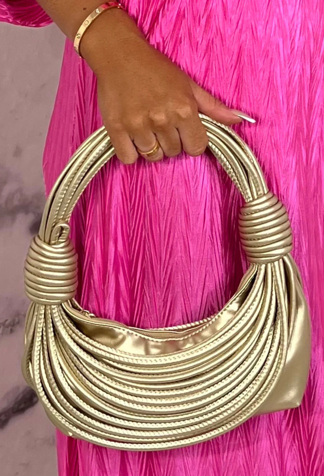 Rich Taste Gold Knotted Detail Strappy Shoulder Bag