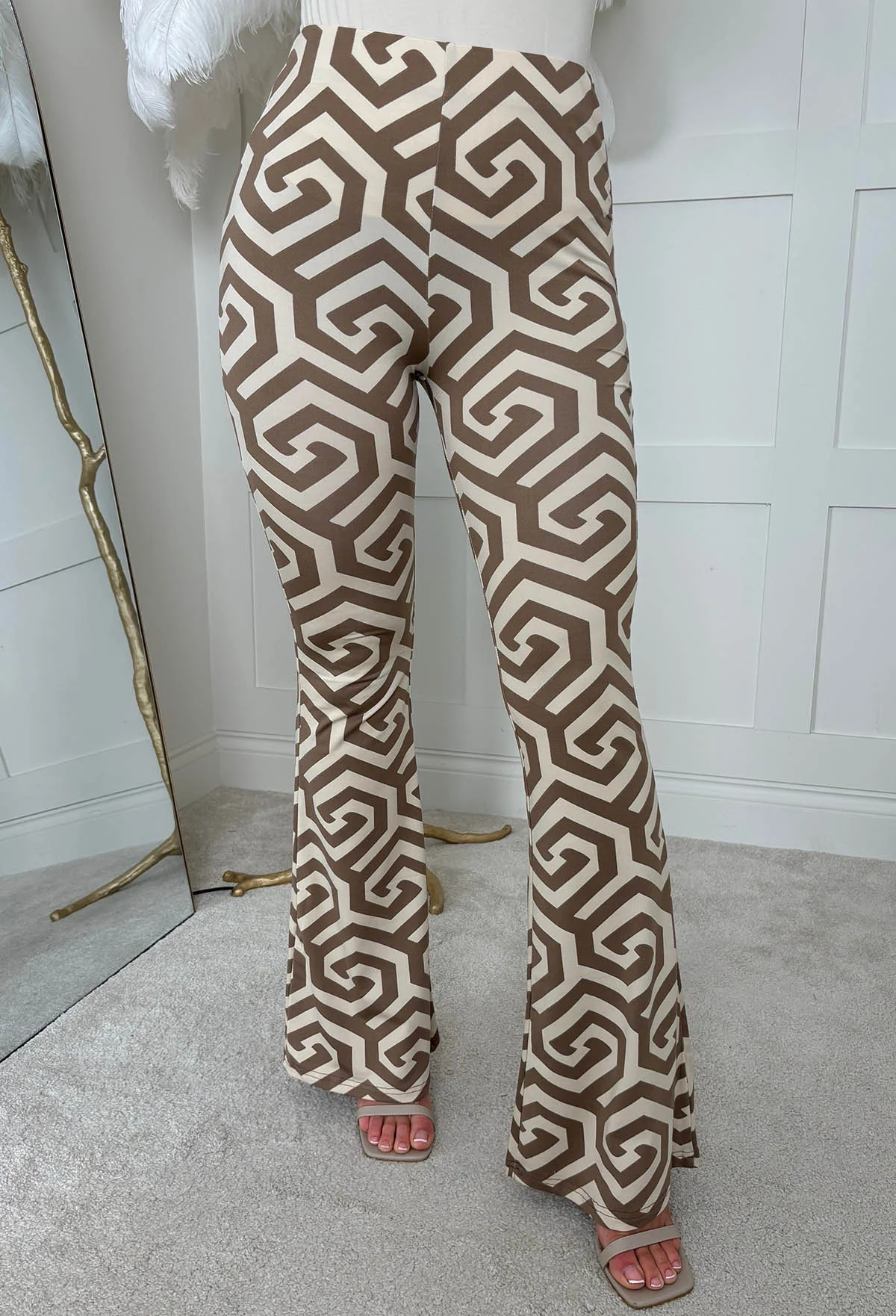 Riviera Romance Beige Printed Jersey Trousers - Image 3