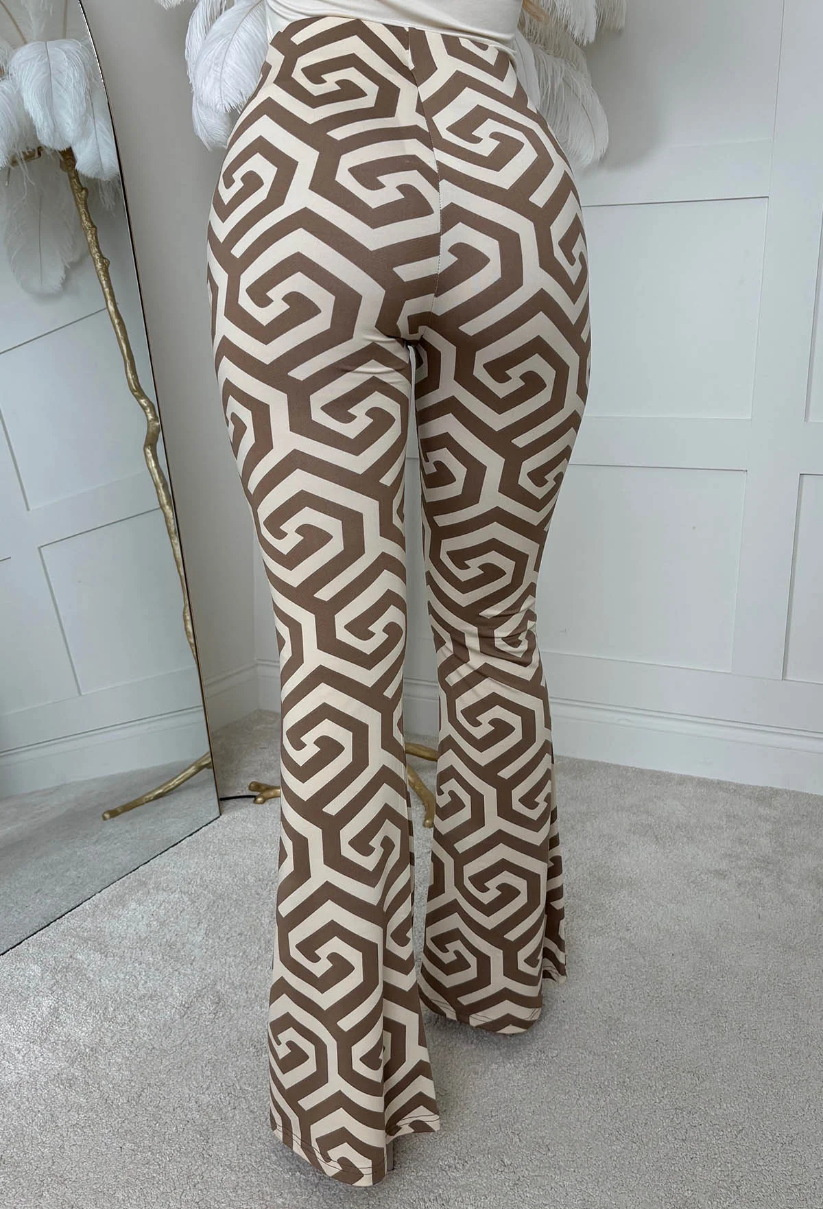 Riviera Romance Beige Printed Jersey Trousers - Image 4