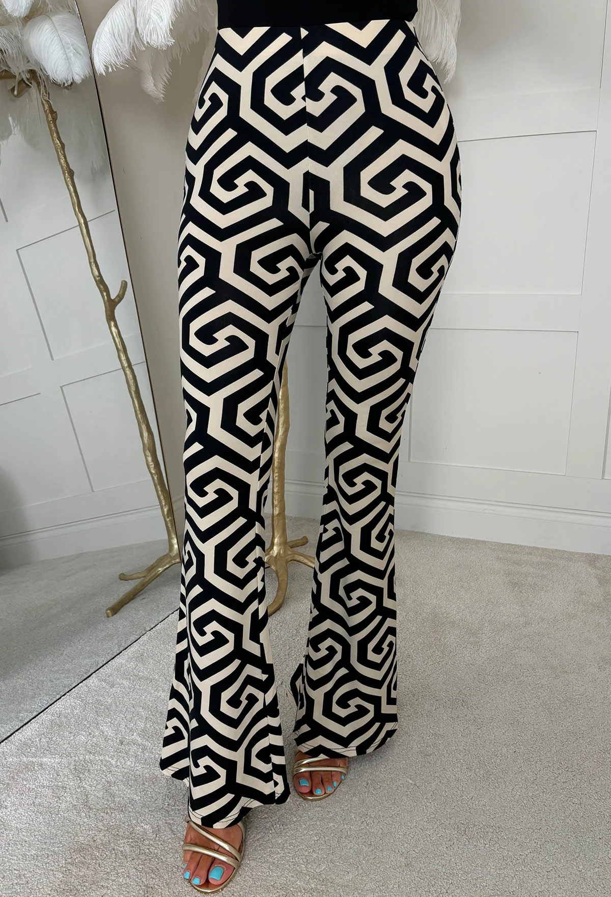 Riviera Romance Black Printed Jersey Trousers - Image 2