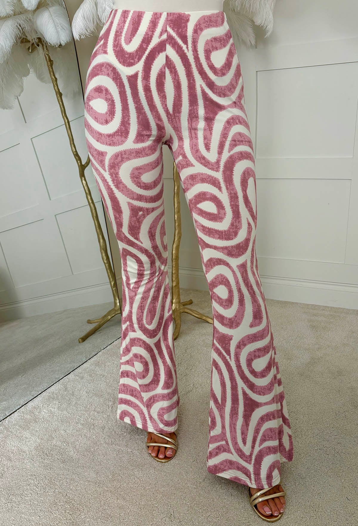 Riviera Romance Pink Swirl Print Jersey Trousers - Image 3