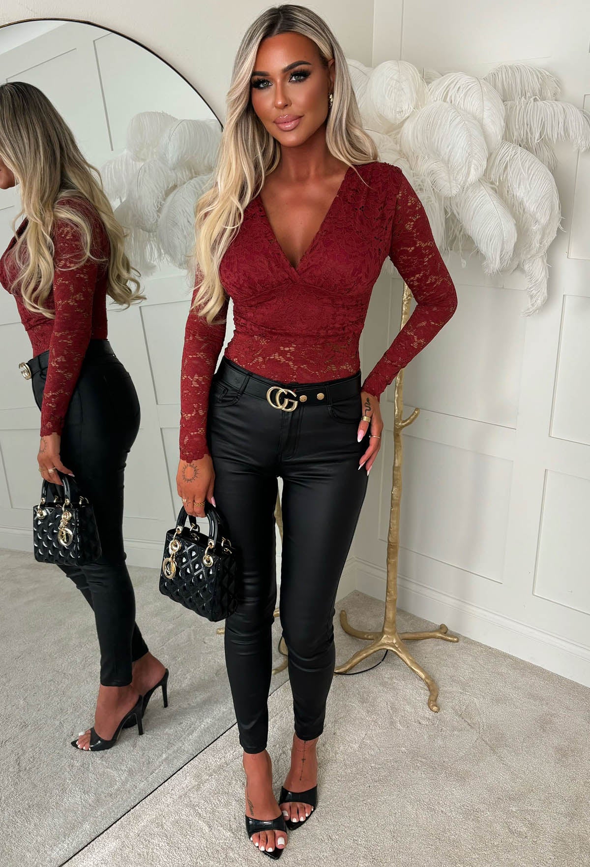 Rumour Has It Red Lace Bodysuit - Image 2