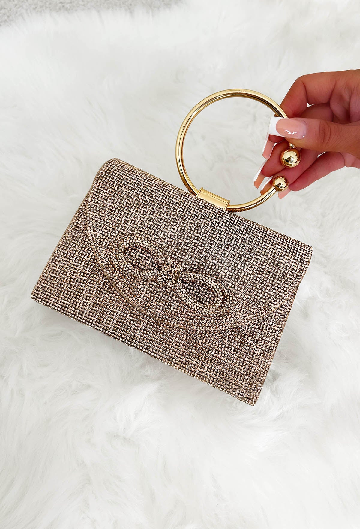 Run The World Rose Gold Diamante Detail Bag - Image 2