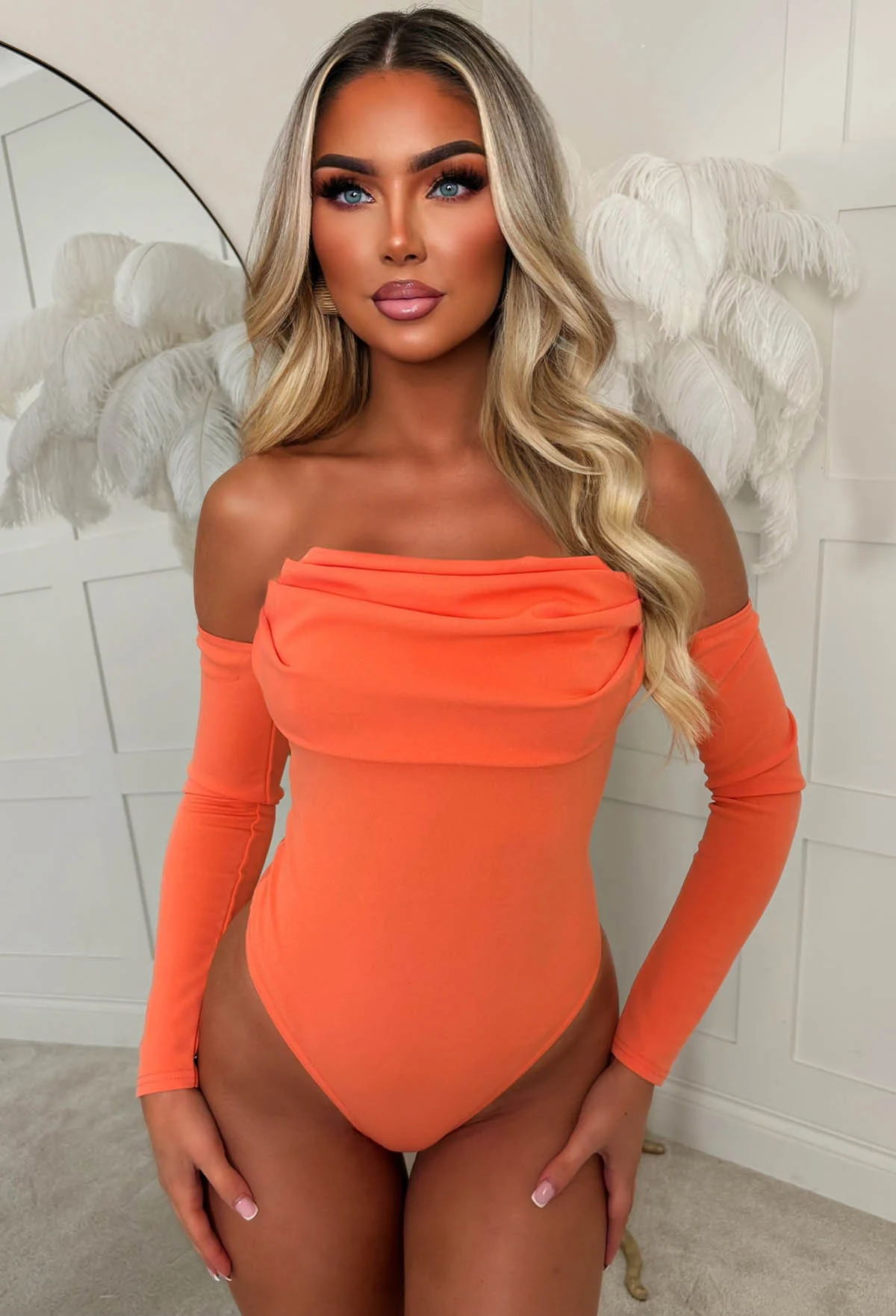 Sassy Sweetie Coral Scuba Crepe Bandeau Bodysuit - Image 2