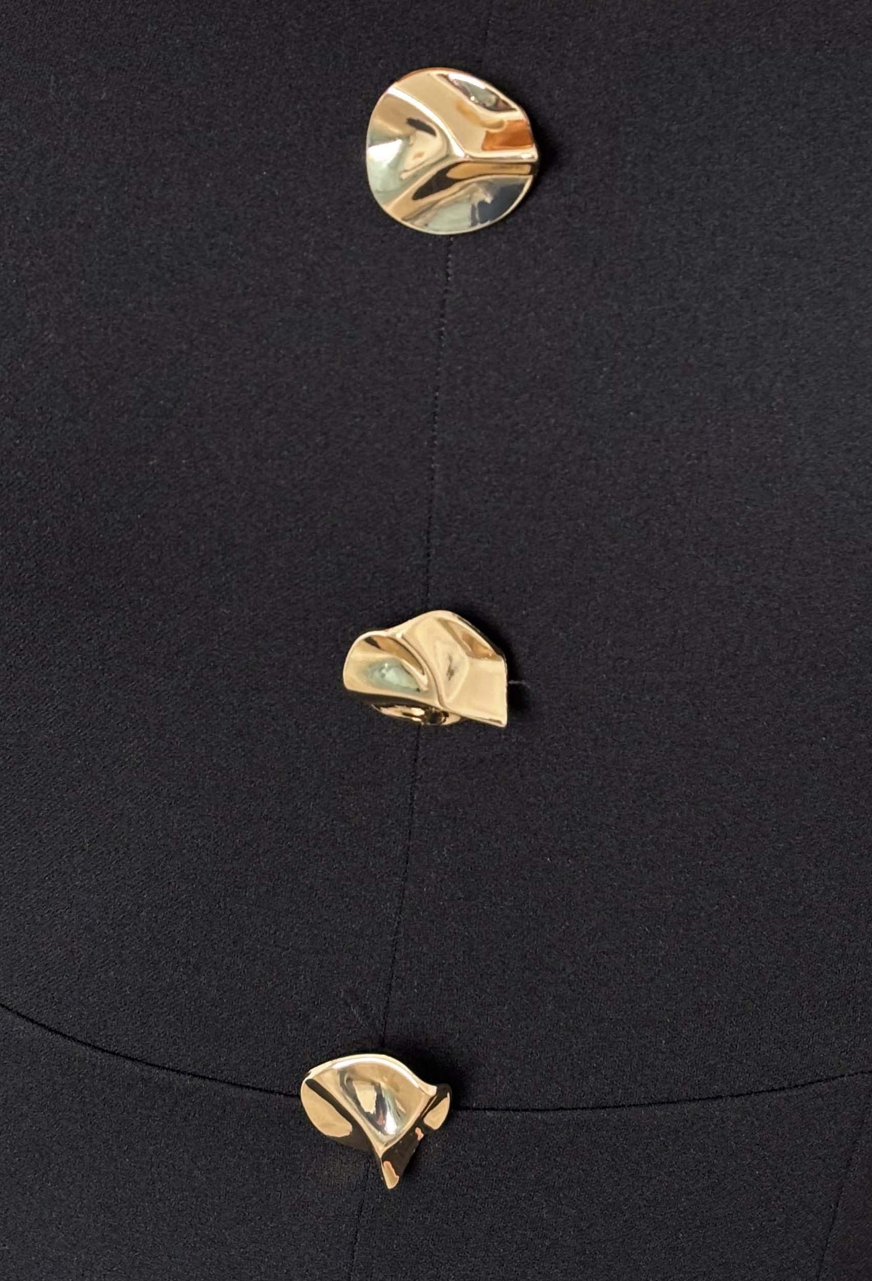 Sculpted Sweetheart Black Fitted Jumpsuit With Gold Buttons - Image 4