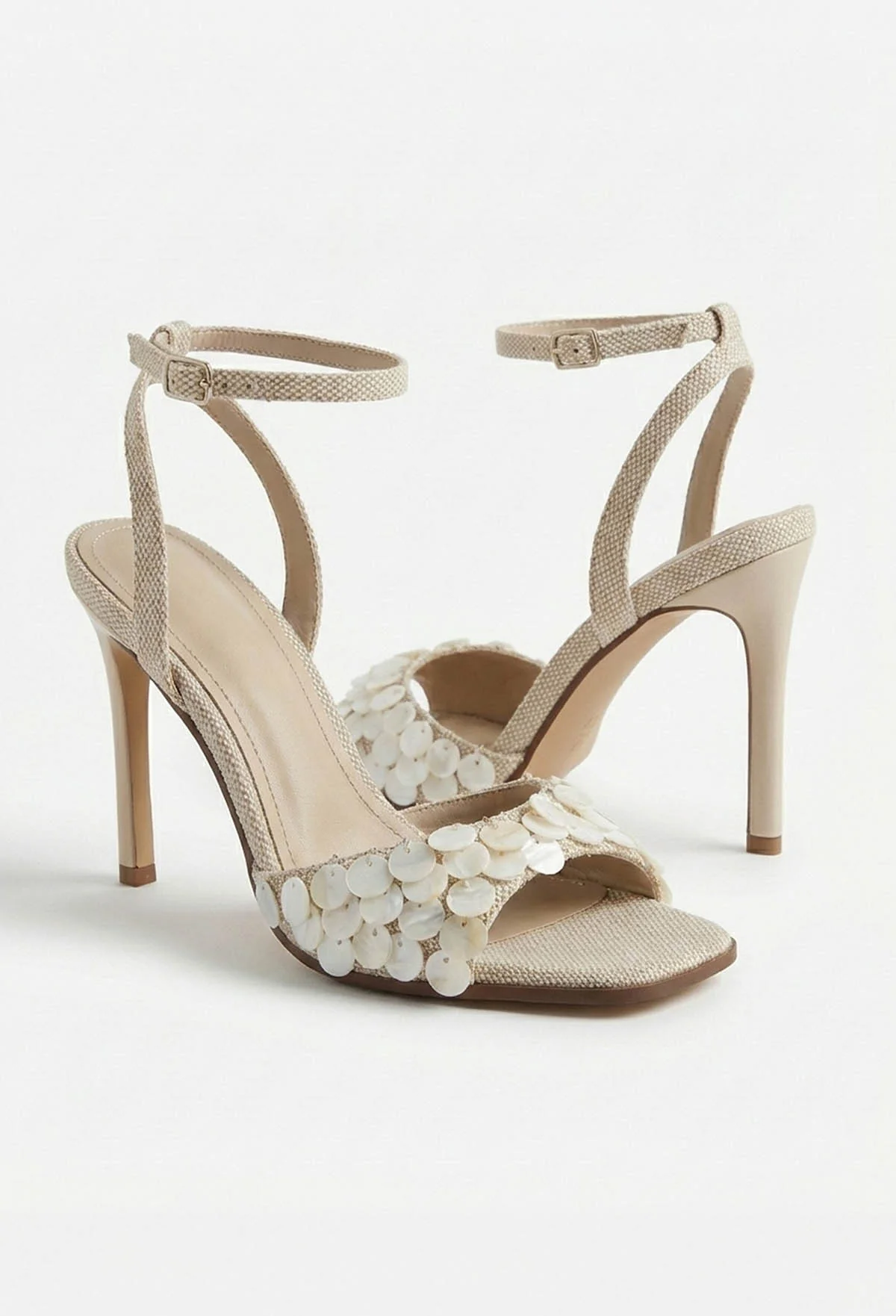 Seashell Sunset Cream Pearlised Stiletto Strap Heels - Image 5