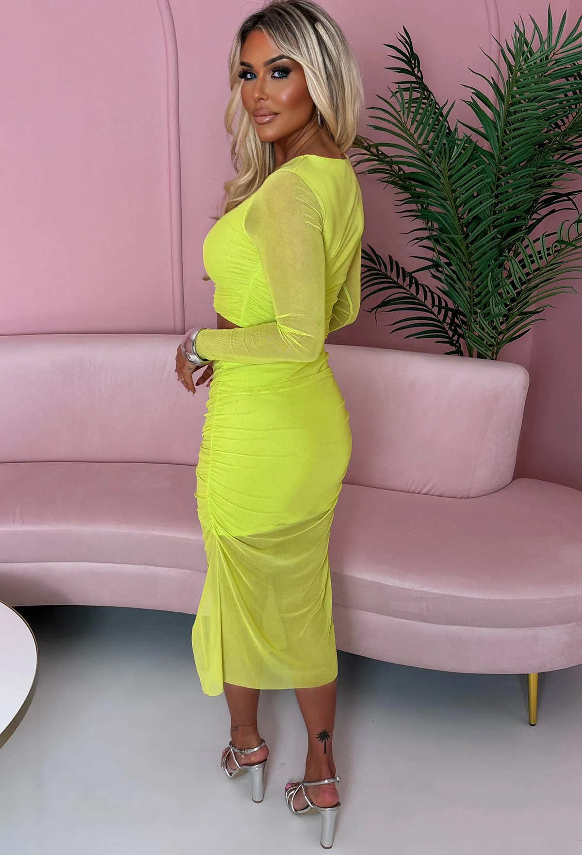 Secrets Exposed Lime Green Mesh Co-ord Set - Image 2