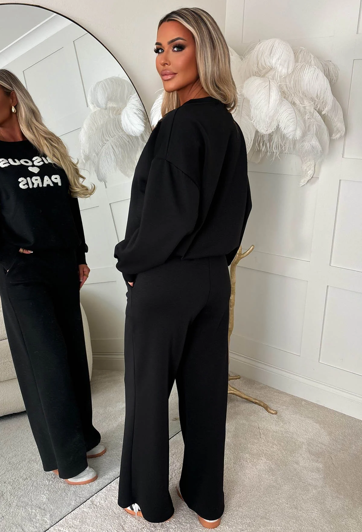 Sending Love Black Sweatshirt And Joggers Co-ord Set - Image 2